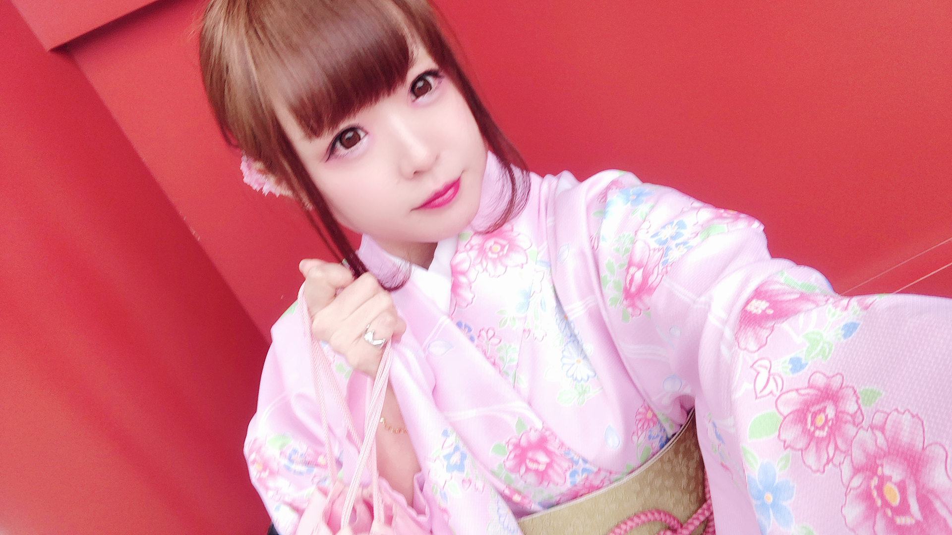 ピンクのお着物で♡