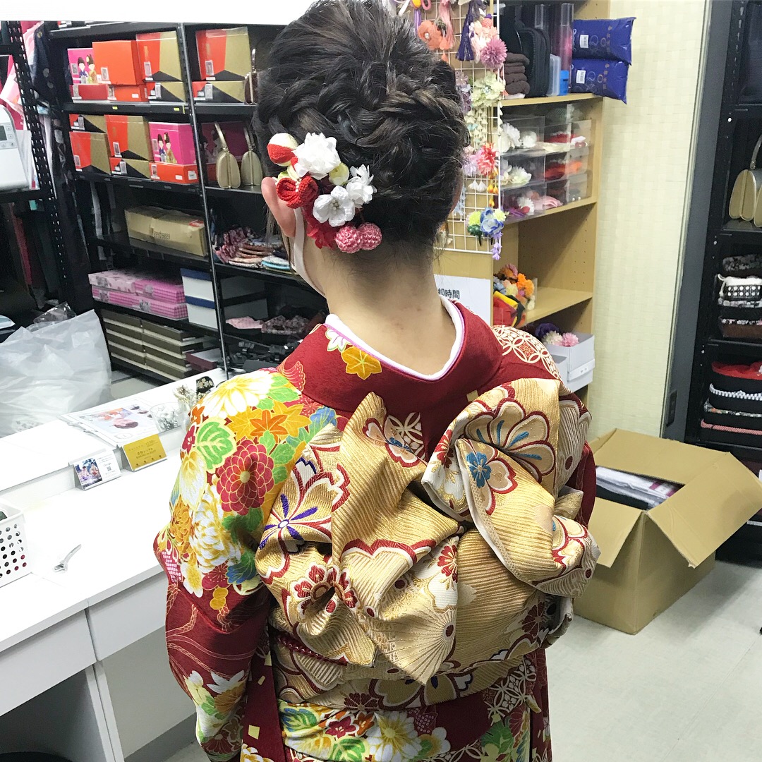 赤の振袖のお客様