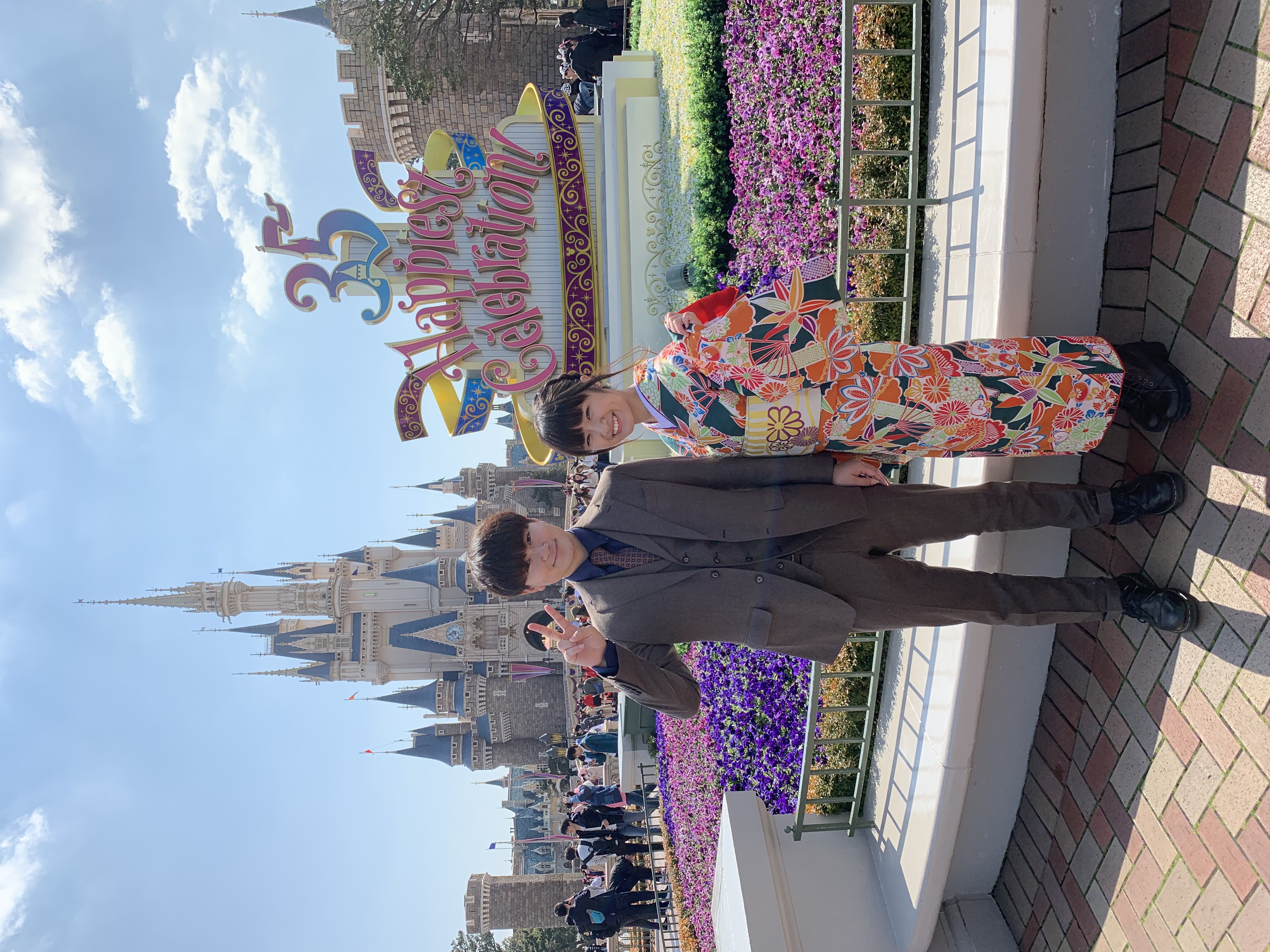 ディズニーランドは着物がよく似合う♪