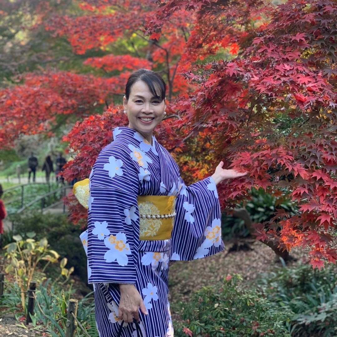 三渓園 紅葉×着物 写真映え