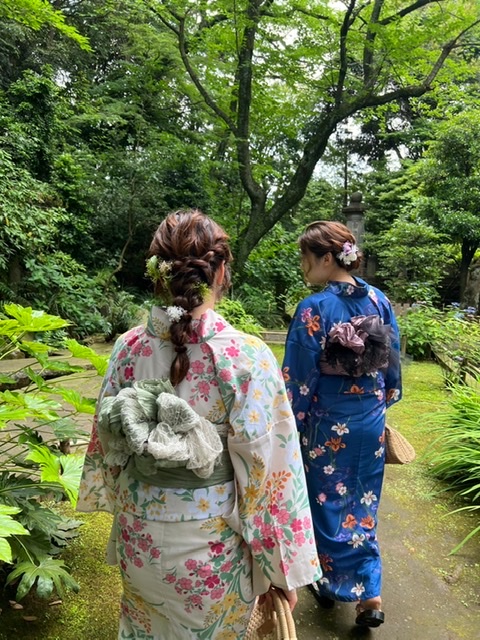 横浜みなとみらい　紫陽花と浴衣